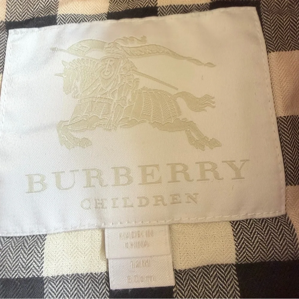 Burberry Baby Girls Puffer Jacket 12m Nova Check Berry Pink Horse Hooded Kids